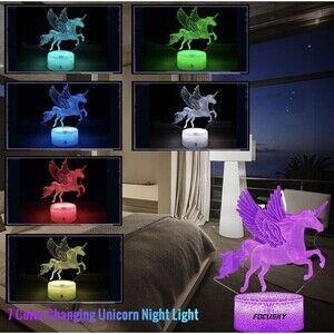 Girl W/ Unicorn 3D Night Light LED illusion Touch/Remote Color Changing